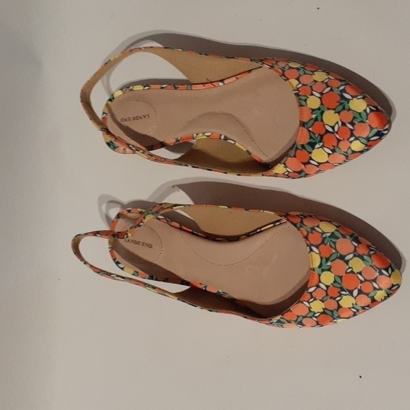 Lands End Womens Shoes Lucy Lemon Print Pointed Toe Flats Orange Citrus Size 7 - Picture 3 of 6